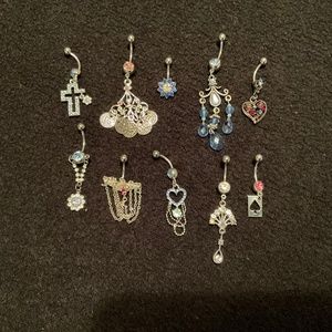 All 10 Body jewelry pierced belly dangles, new never used